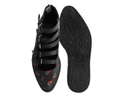 Black Cherry Print Multi-Strap Pointed Mary Jane 9 Black Cherry Print Multi-Strap Pointed Mary Jane -Urban Sole Shop A3038 BOTH TOP