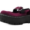 Burgundy Velvet Double Decker Mary Jane