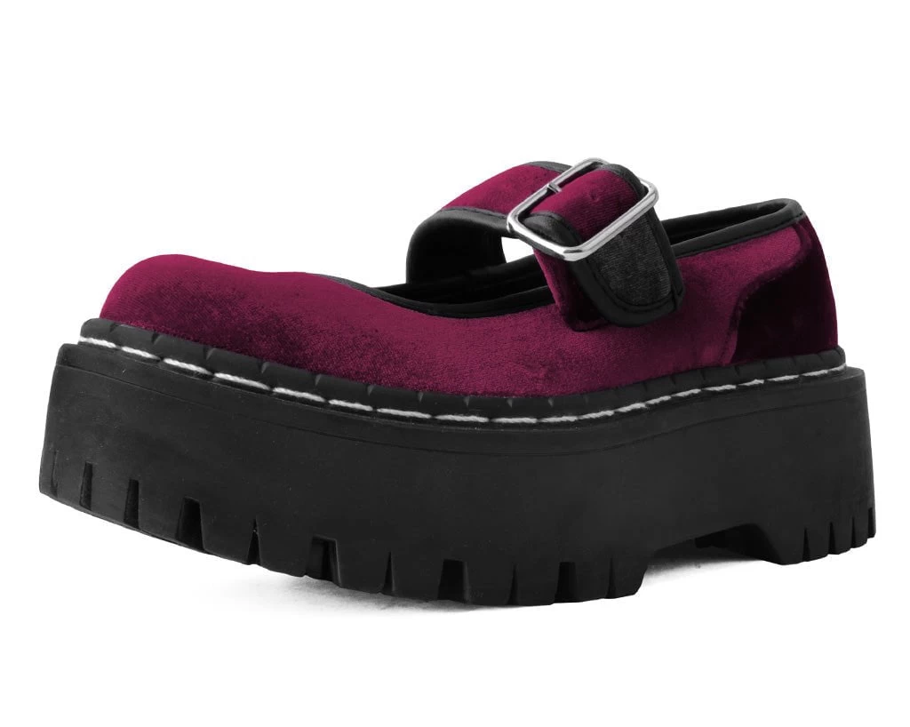 Burgundy Velvet Double Decker Mary Jane 1 Burgundy Velvet Double Decker Mary Jane