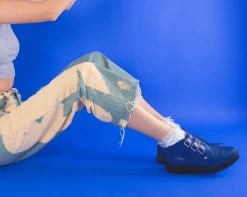 Lazuli Blue TUKskin™ 3-Buckle Pointed Creeper Boot -Urban Sole Shop A3060 lifestyle