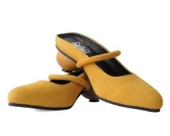 Mustard Faux Suede Ball Heel -Urban Sole Shop A3069L BOTH LEAN