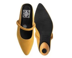 Mustard Faux Suede Ball Heel -Urban Sole Shop A3069L BOTH TOP