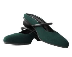 Cedar Green Faux Suede Ball Heel -Urban Sole Shop A3070L BOTH LEAN