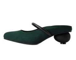 Cedar Green Faux Suede Ball Heel -Urban Sole Shop A3070L LEFT PROFILE