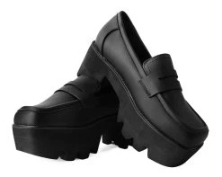 Black TUKskin™ Square Nosebleed Loafer -Urban Sole Shop A3084L BOTH LEAN