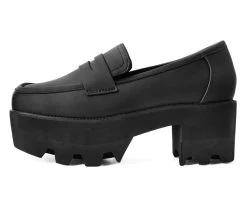 Black TUKskin™ Square Nosebleed Loafer -Urban Sole Shop A3084L LEFT PROFILE