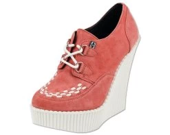Peachy Coral Suede Creeper Wedge - *FINAL SALE/NON-RETURNABLE