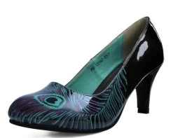 Black & Purple Peacock Feather Anti-Pop Heel
