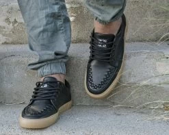 Black Leather No-Ring VLK Sneaker -Urban Sole Shop A9216 LF 01
