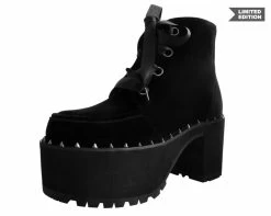 Black Velvet Spiked Nosebleed Boot