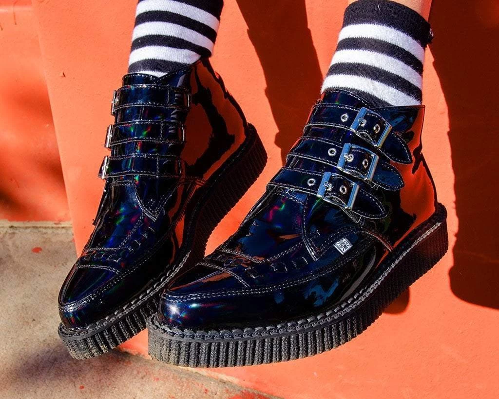 Black Hologram Patent 3-Buckle Pointed Boot 2 Black Hologram Patent 3-Buckle Pointed Boot - Image 2