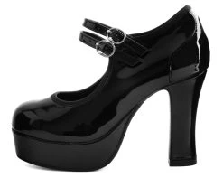 Black Patent Double Strap Classic Platform Heel -Urban Sole Shop A9448L 02