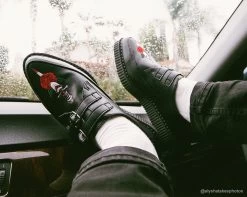 Black TUKskin™ Rose & Dagger Pointed Creeper -Urban Sole Shop A9470 LF 03