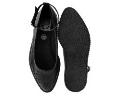 Black TUKskin™ Flower Ballet Ankle Strap Creeper -Urban Sole Shop A9507L 03