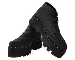 Black 3-Buckle Pointed Dino Lug Sole Boot -Urban Sole Shop A9559 01