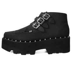 Black 3-Buckle Pointed Dino Lug Sole Boot -Urban Sole Shop A9559 02