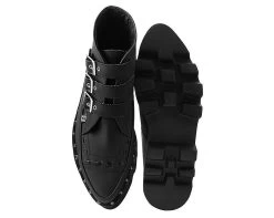 Black 3-Buckle Pointed Dino Lug Sole Boot -Urban Sole Shop A9559 03