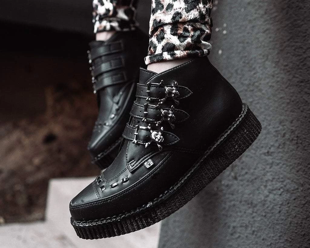 Black TUKskin™ 3-Buckle Skull Boot 2 Black TUKskin™ 3-Buckle Skull Boot - Image 2