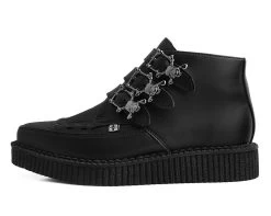 Black TUKskin™ 3-Buckle Skull Boot 10 Black TUKskin™ 3-Buckle Skull Boot -Urban Sole Shop A9744 LEFT PROFILE