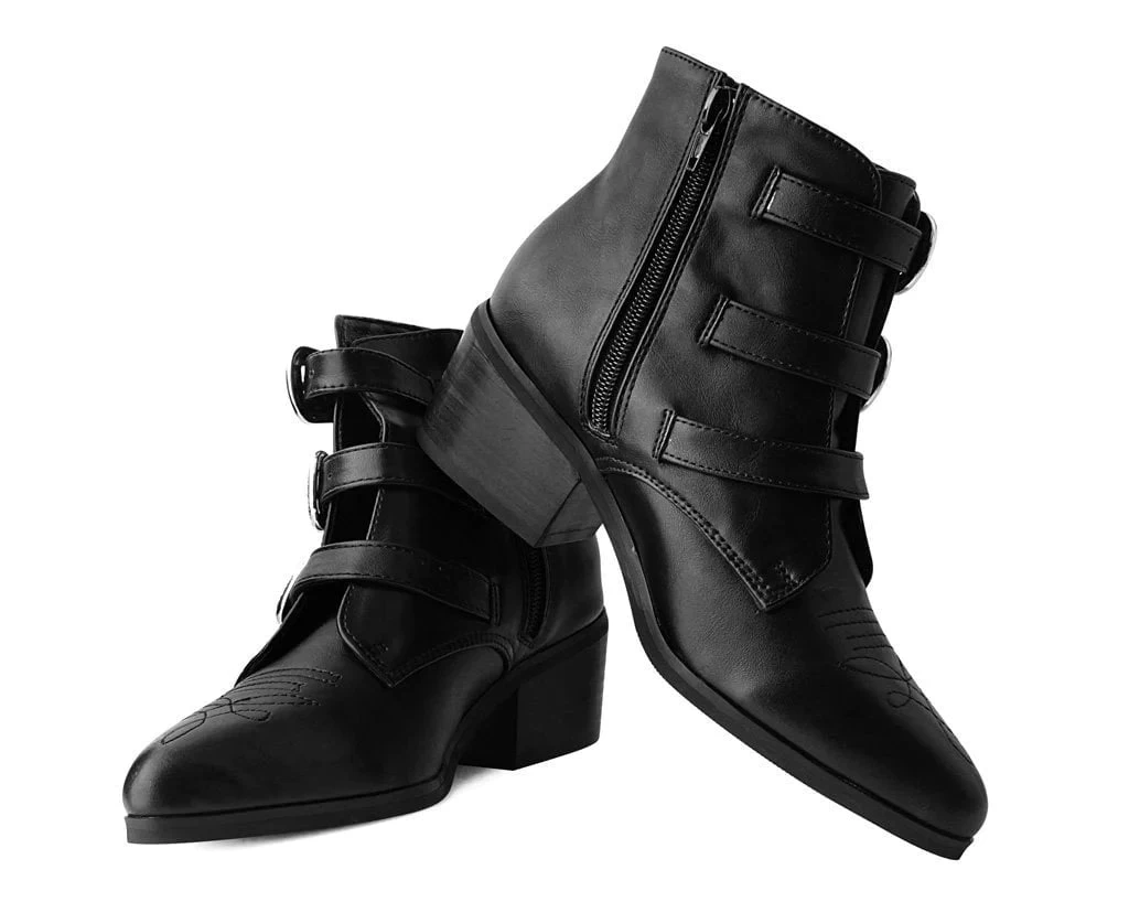 Black Western Closed 3-Strap Boot 3 Black Western Closed 3-Strap Boot - Image 3