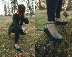 Dark Green TUKskin™ Pointed Ballet Flat -Urban Sole Shop A9835L 01 1c608f55 294c 441a bf83 44314904af68