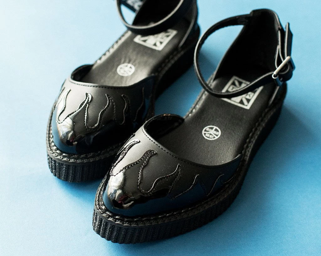 Black & Patent Flame Sandal 2 Black & Patent Flame Sandal - Image 2