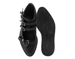 Black Tukskin™ 3-Strap Pointed Skull Bow Mary Jane 9 Black Tukskin™ 3-Strap Pointed Skull Bow Mary Jane -Urban Sole Shop A9911L BOTH TOP
