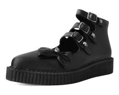 Black Tukskin⢠3-Strap Pointed Skull Bow Mary Jane