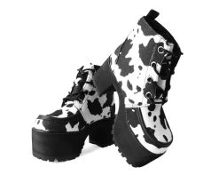 Black & White Cow Print Nosebleed Boot -Urban Sole Shop A9935L BOTH LEAN 2ac25102 50ec 4530 99bc 42f36a6b6145