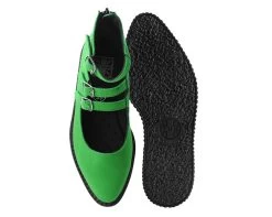 Jade Green Faux Suede 3-Strap Pointed Mary Jane -Urban Sole Shop A9943L BOTH TOP 2fc08d3d 75e3 49ff 97f5 c29947545a2b