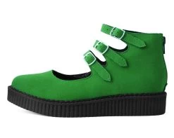 Jade Green Faux Suede 3-Strap Pointed Mary Jane -Urban Sole Shop A9943L LEFT PROFILE 037f96f3 1dc5 49e5 bdae 4aeed91a1447