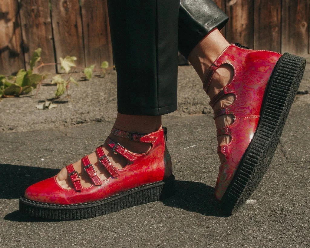 Red Oil Slick Multi-Strap Mary Jane 2 Red Oil Slick Multi-Strap Mary Jane - Image 2