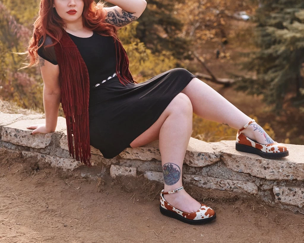 Brown Cow Print Pointed Ballet Creeper 6 Brown Cow Print Pointed Ballet Creeper - Image 6