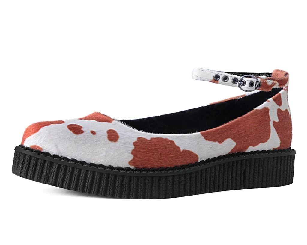 Brown Cow Print Pointed Ballet Creeper 1 Brown Cow Print Pointed Ballet Creeper