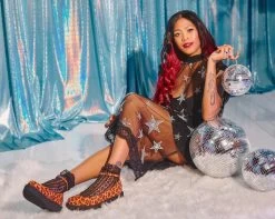 Orange Leopard Pointed Ballet Creeper -Urban Sole Shop A9986L lifestyle