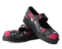 Black & Red Rose Viva Low Mary Jane -Urban Sole Shop F3053L BOTH LEAN