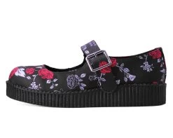 Black & Red Rose Viva Low Mary Jane -Urban Sole Shop F3053L LEFT PROFILE