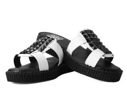 White TUKskin™Studded Mule Sandal -Urban Sole Shop F9806L BOTH LEAN
