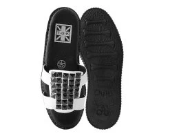 White TUKskin™Studded Mule Sandal -Urban Sole Shop F9806L BOTH TOP