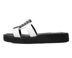 White TUKskin™Studded Mule Sandal -Urban Sole Shop F9806L LEFT PROFILE