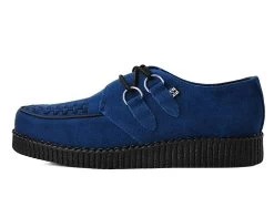 Navy Suede Viva Low D-Ring Interlace Creeper -Urban Sole Shop F9812 LEFT PROFILE ec11c81b 0c86 4425 88e0 4cb368c3a5ed