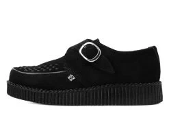Black Suede Monk Buckle Viva II Creeper -Urban Sole Shop F9823 LEFT PROFILE