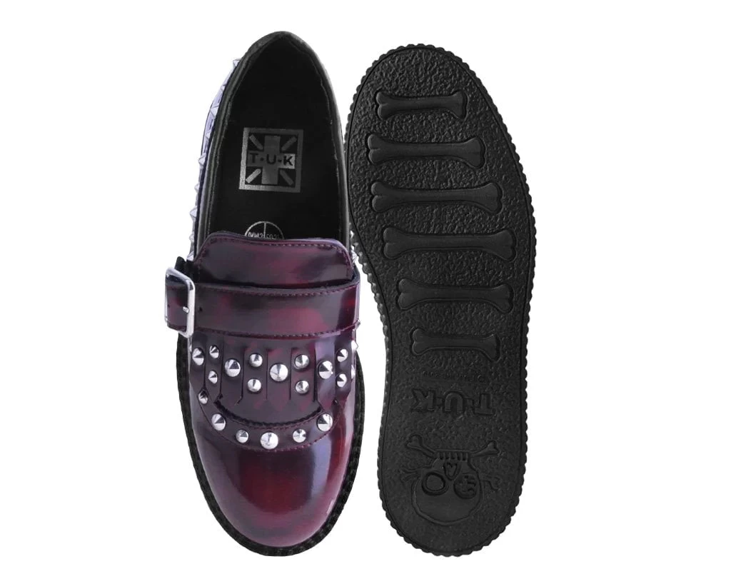 Burgundy Rub Off Studded Loafer 4 Burgundy Rub Off Studded Loafer - Image 4