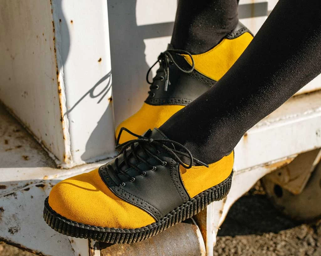 Black TUKskin™ & Mustard Suede Saddle Oxford 2 Black TUKskin™ & Mustard Suede Saddle Oxford - Image 2
