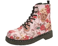 Pink Skull And Roses Boots - *FINAL SALE/NON-RETURNABLE