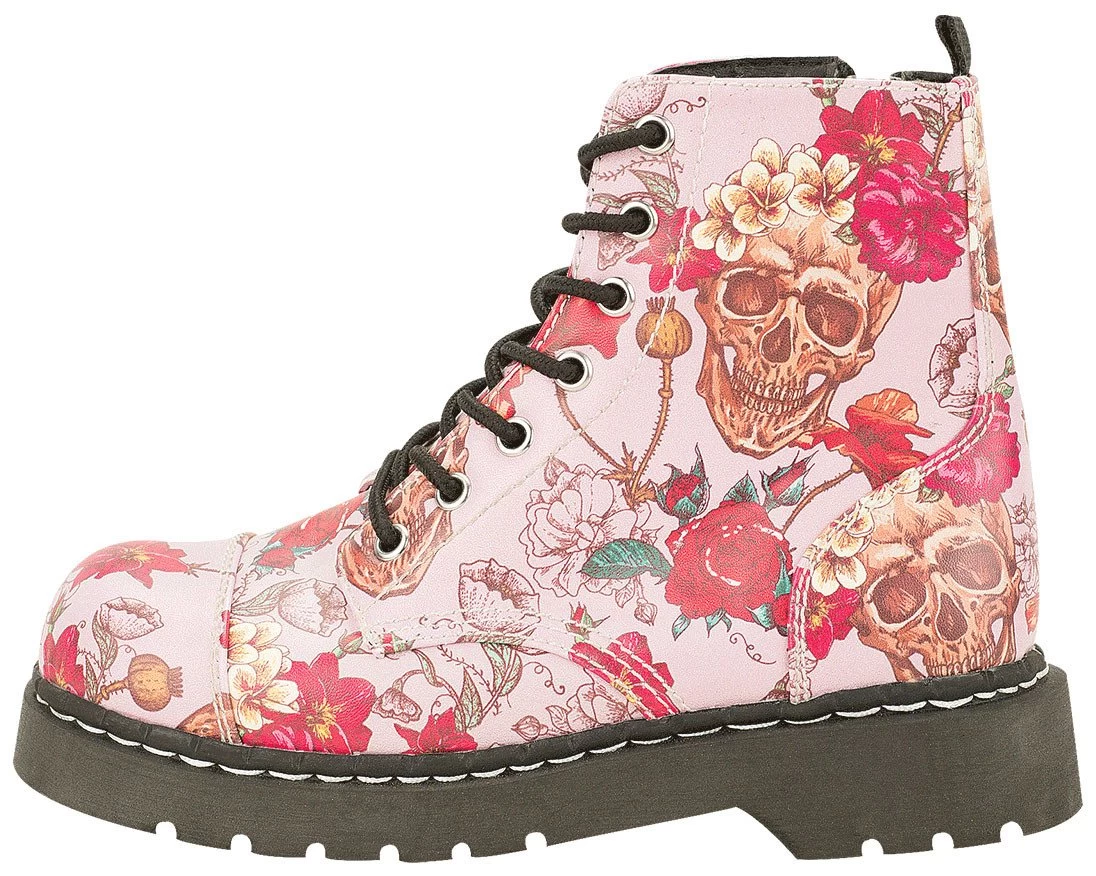 Pink Skull And Roses Boots - *FINAL SALE/NON-RETURNABLE 4 Pink Skull And Roses Boots - *FINAL SALE/NON-RETURNABLE - Image 4