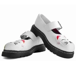 White Lucky Cat Mary Jane -Urban Sole Shop T2268 02