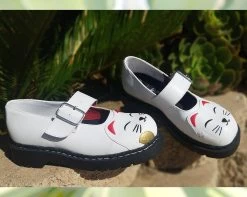 White Lucky Cat Mary Jane -Urban Sole Shop T2268 LF 02