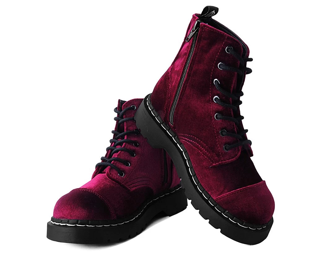 Burgundy Velvet Anarchic Boot 3 Burgundy Velvet Anarchic Boot - Image 3