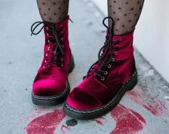 Burgundy Velvet Anarchic Boot 14 Burgundy Velvet Anarchic Boot -Urban Sole Shop T2283 LF 01